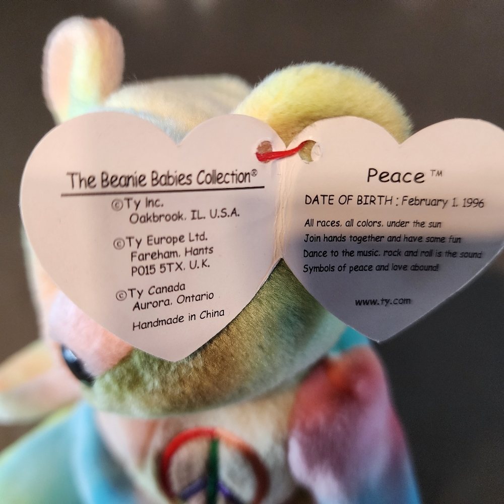 4 ty Beanie Baby's Lot - Halo, Peace, Curly, and Valentino - Picture 15 of 16
